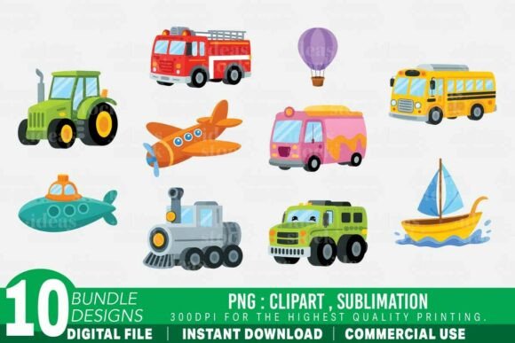 Back to School Cute Vehicles Clipart: A Versatile Digital Asset for Creative Projects