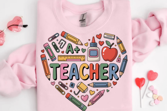 Teacher Heart PNG Back to School Clipart: A Versatile Design Asset for Creative Projects